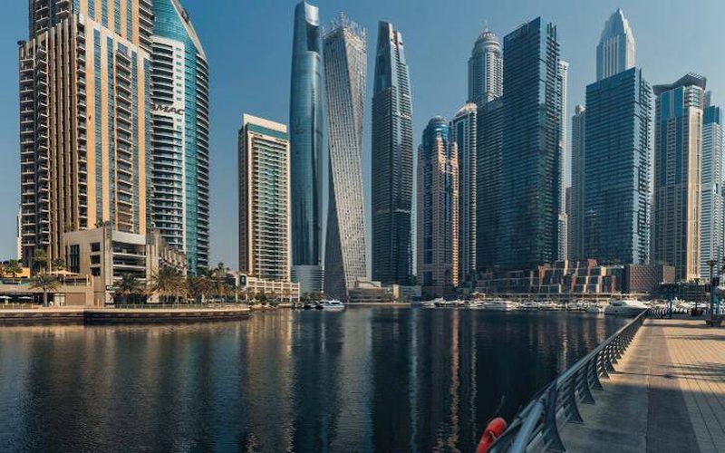 Dubai Marina towers beside the water