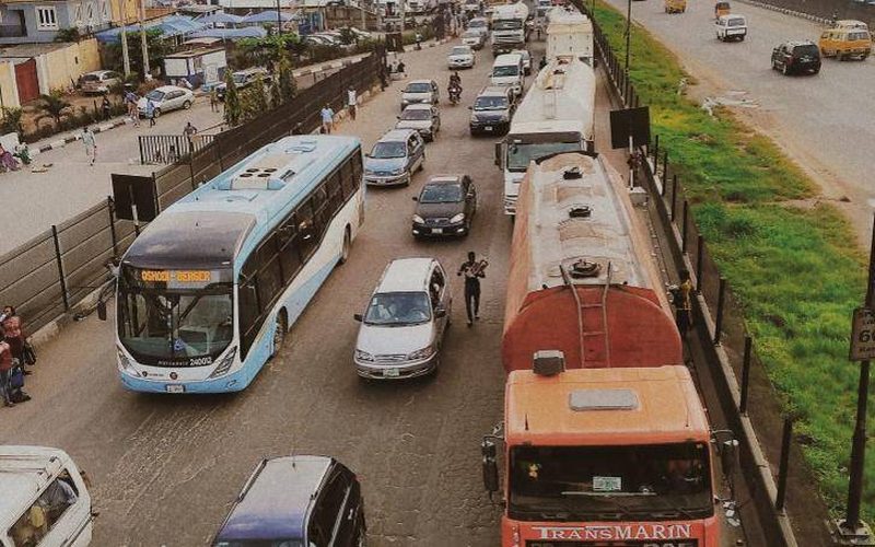 Busy road traffic in Lagos