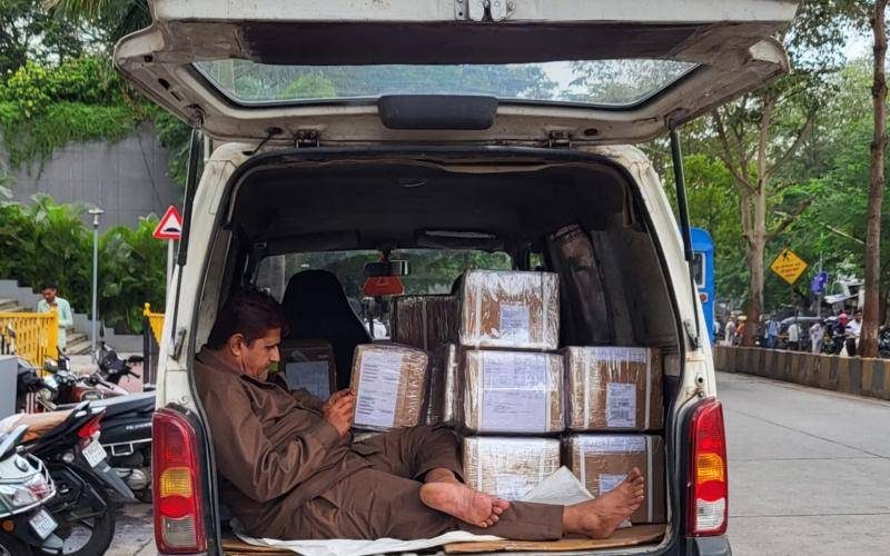 Delivery van loaded with parcels ready for dispatch